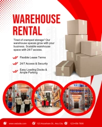 White and Red Modern & Minimal Warehouse Rental Services Instagram Portrait template