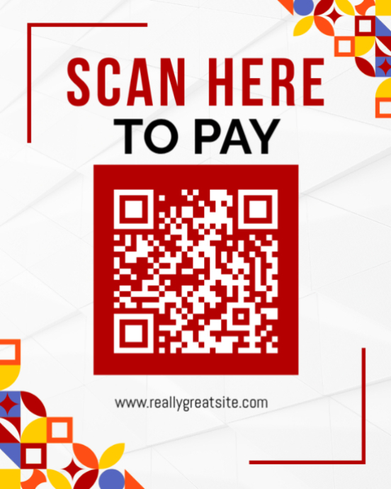 White and Red Modern QR Code Payment Placeholder Instagram Post template