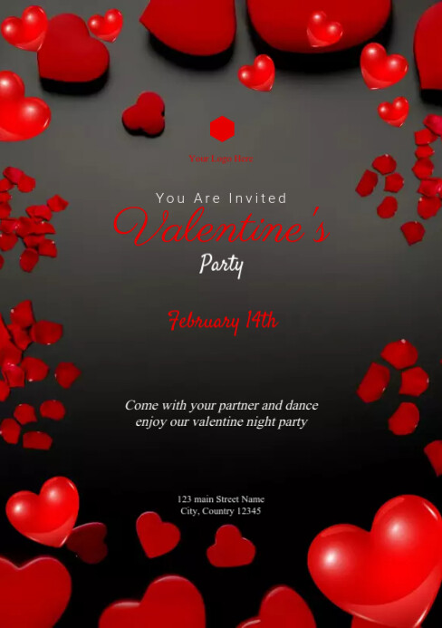 White And Red Modern Valentine’s party invi Template | PosterMyWall
