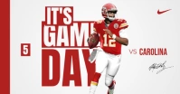 White and Red sports gameday poster design Facebook Shared Image template