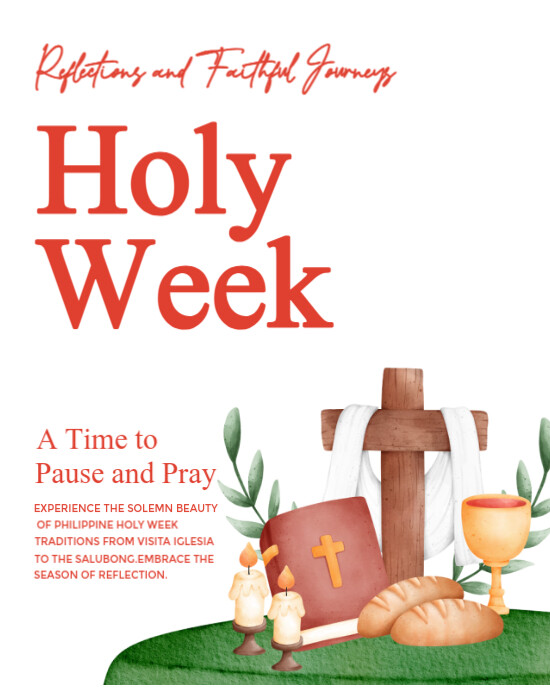 White and Red Traditional Minimalist Holy Week Instagram Portrait ...