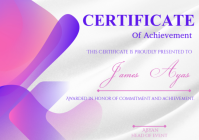 White and Violet Modern & Minimal Certificate of Achievement A4 template