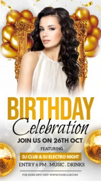 White and Yellow Birthday Instagram Story template