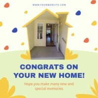 White and yellow congratulations on new home Instagram Post template