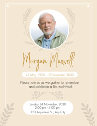 White And Yellow Elegant Death Announcement Flyer template