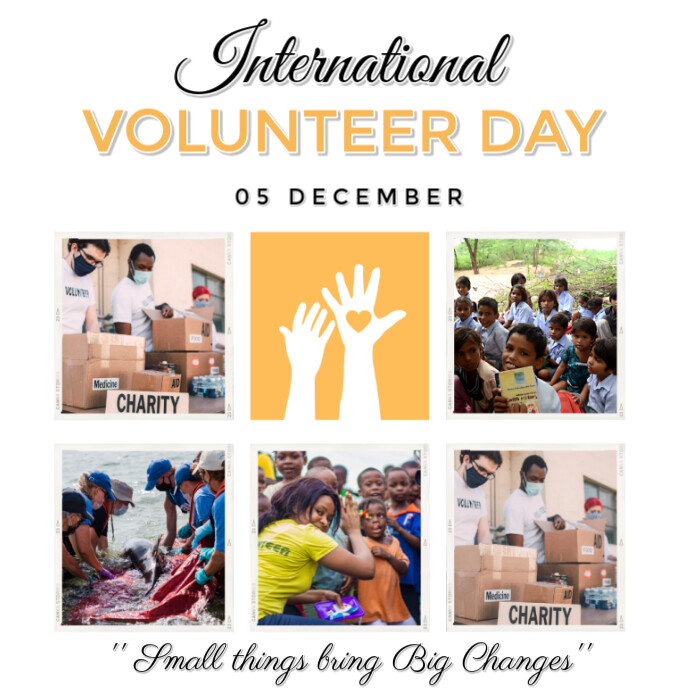 White And Yellow International Volunteer Day Instagram Post 2024 ...