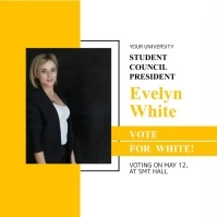 White and Yellow Student Council Election Campaign Square Vi Cuadrado (1:1) template