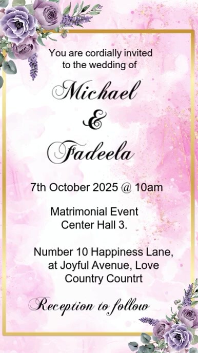 White Animated Wedding Invitation  Wedding Invitation Video Digital Display (9:16) template