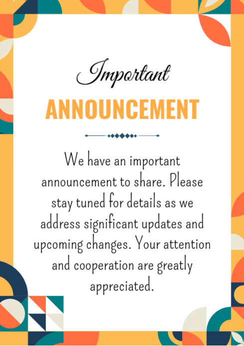 White Announcement A4 Template | PosterMyWall