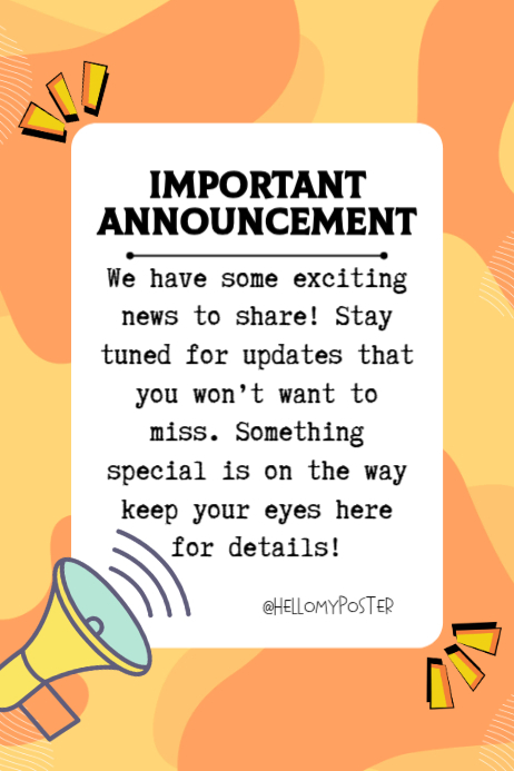 White Announcement Poster Template | PosterMyWall