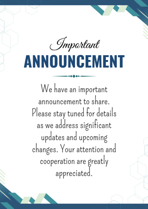 White Announcement template | PosterMyWall
