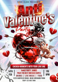 White Anti-Valentine's Day Party A6 template