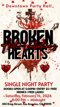 White Anti-Valentine's Party Digital Display template