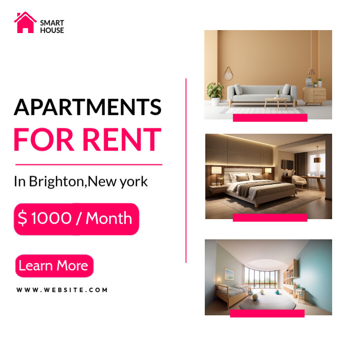 Kopie van White Apartment For Rent Instagram Post | PosterMyWall