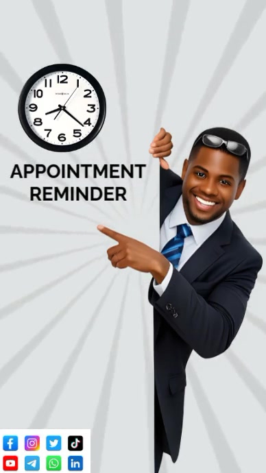 White Appointment Reminder Youtube Short Video เทมเพลต | PosterMyWall