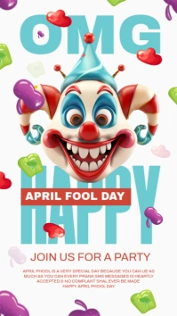 White April Fool Party Flyer Instagram Story template