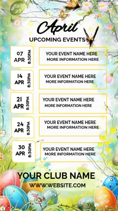 White April Upcoming Events & Monthly Schedule - Modern Spring Calendar ...