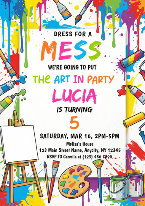 White Art Birthday Party A4 Template | PosterMyWall