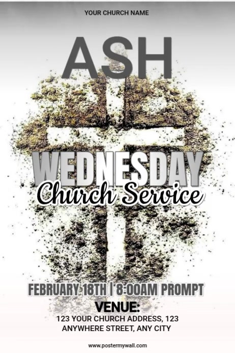 Ash Wednesday Church Service Template | PosterMyWall