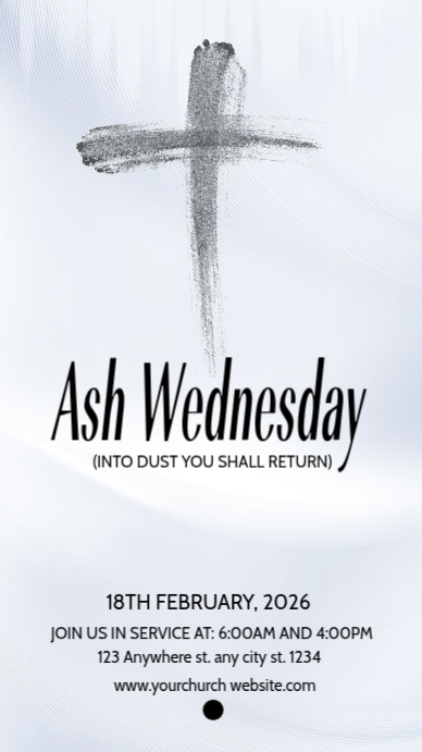 White Ash Wednesday Service Instagram Story Template | PosterMyWall