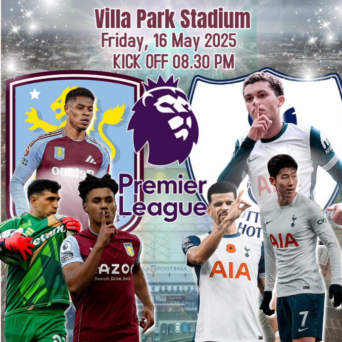 White Aston Villa Vs Tottenham Hotspurs English Premiere League Instagram Post template
