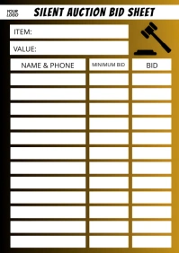 White  Auction Bid Sheet A5 template
