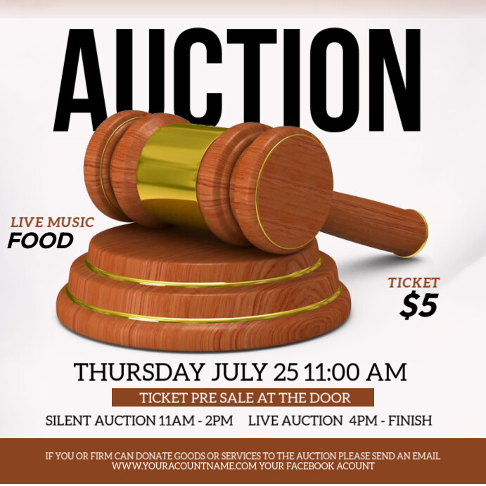 Auction Poster Examples Copy of White Auction Square (1:1) | PosterMyWall