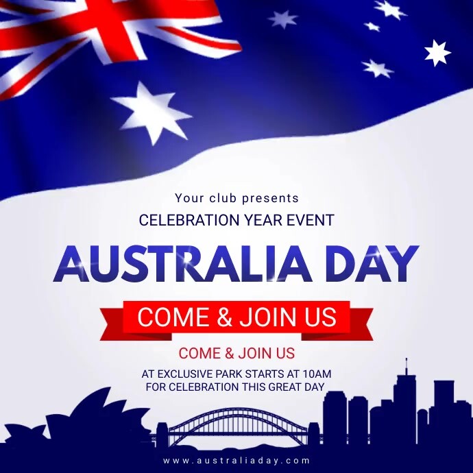 White Australia Day Square Video Invite
