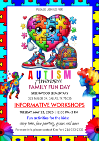 White Autism Awareness Family Event A4 template