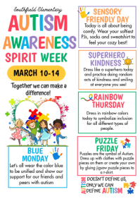 White Autism Awareness Spirit Week A4 template