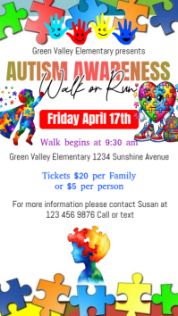 White Autism Awareness Walk Or Run Event Instagram Story template
