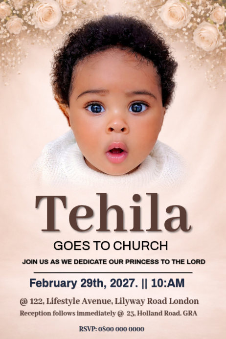 White Baby Dedication Poster. Elegant Baby Dedication Invitation ...