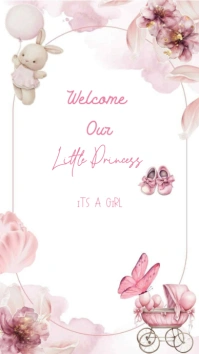 White Baby Girl Announcement  Facebook Story template