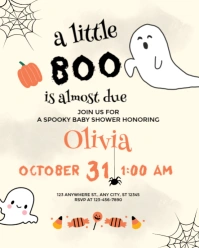 White Baby Shower Halloween Instagram Portrait template