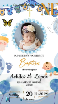 Weiß Baptism Invitation Digitalt display Template