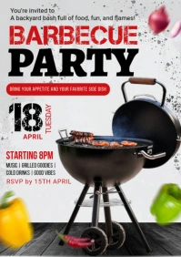 Barbecue party, summer barbecue, barbecue event A1 template