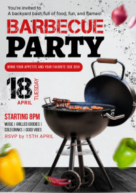 Barbecue party, summer barbecue, barbecue event A1 template