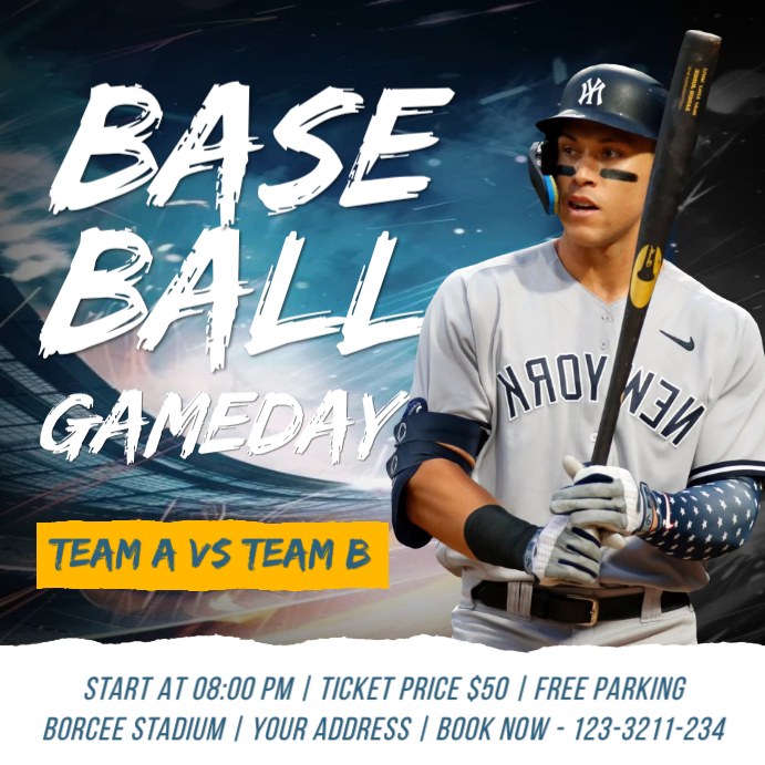 White Baseball Game Day Instagram Post Template | PosterMyWall
