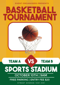 White Basketball Tournament Flyer  A3 template