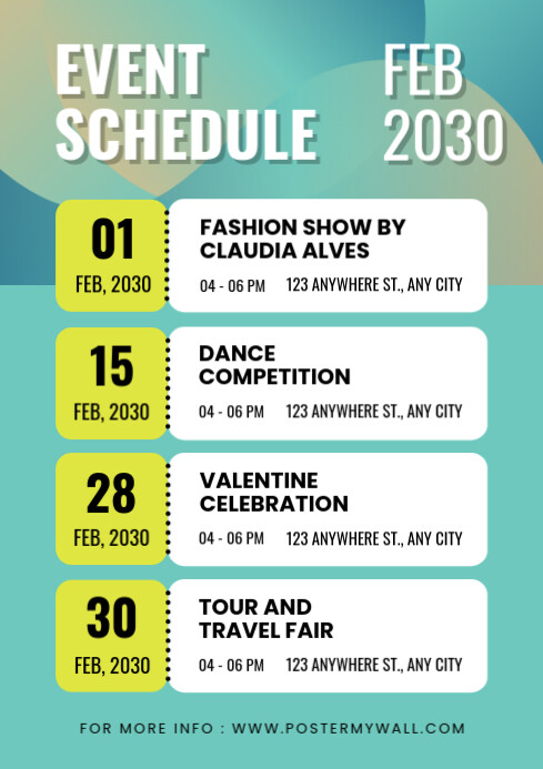 Copy of White Berbasis Daftar Event Schedule Rundown A4 | PosterMyWall