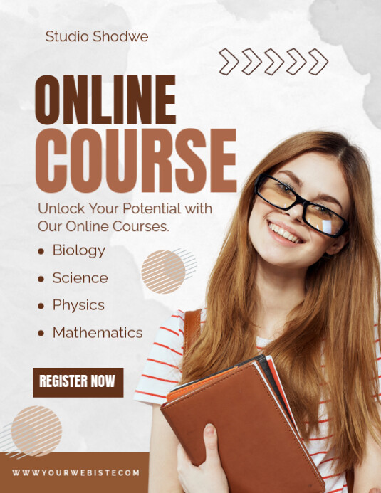 White Berbasis Daftar Online Course Pamflet (letter As) Flyer (US Letter) template