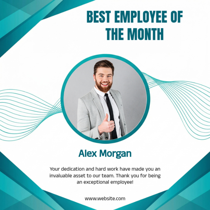 White Best Employee Of The Month Recognition Instagram Post Template ...