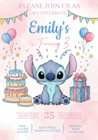 White Birthday Celebration A4 template