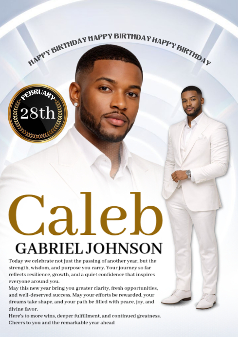 White Birthday Celebration A4 Elegant Luxury Birthday Flyer for Men | Editable Birthday Poster Templ Template | PosterMyWall White Birthday Celebration A4 Elegant Luxury Birthday Flyer for Men | Editable Birthday Poster Templ Template | PosterMyWall