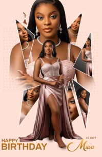 White Birthday Celebration Half Page Wide Media Página Ancho template