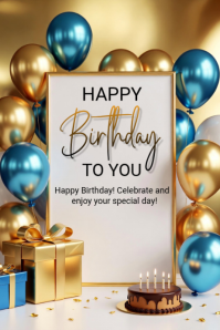 White Birthday Celebration Poster Póster template