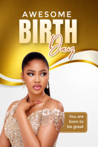 White Birthday Celebration Poster Póster template