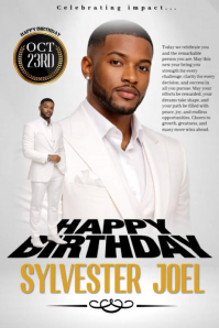 White Birthday Celebration Poster Video Luxury White Birthday Flyer Template for Men | Elegant Happy โปสเตอร์