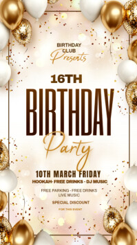 White 16th Birthday Party Instagram Story Template