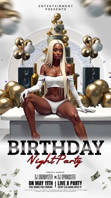 White birthday night Instagram Reel template